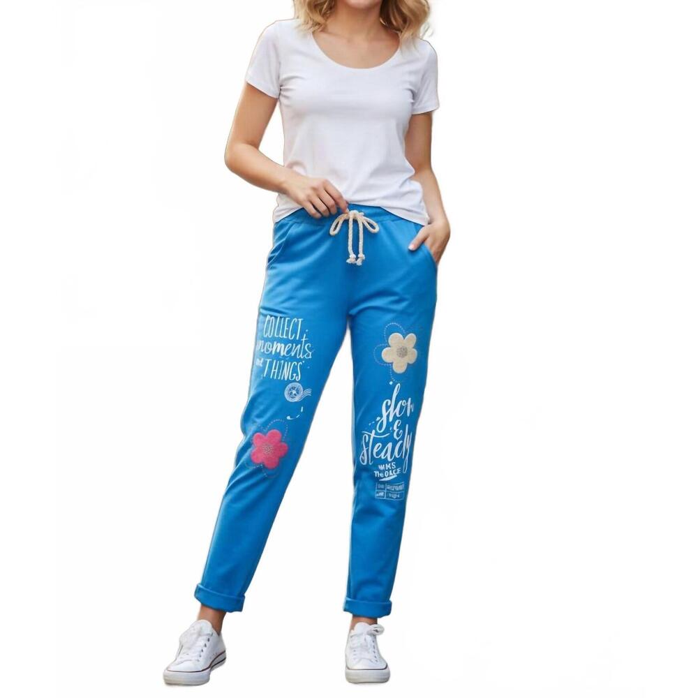 NEW OZ embelished flower jogger in blue